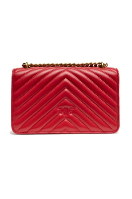 Bolso de hombro mini Love One de cuero rojo