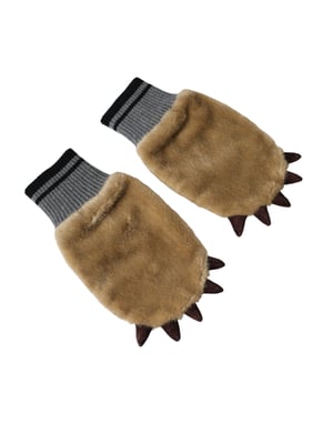 Guantes Mitones de Piel de Acrílico Tejidos Color Beige