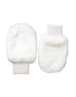 Guantes de muñeca de piel de acrílico blanco tejida