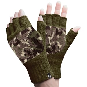Guantes térmicos sin dedos de invierno forrados de forro polar para hombres, 3.2 TOG, en caqui y azul marino