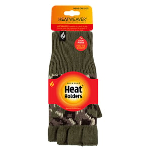 Guantes térmicos sin dedos de invierno forrados de forro polar para hombres, 3.2 TOG, en caqui y azul marino