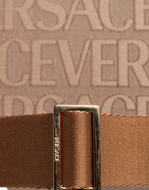 Bolso Tote Crossbody de Cuero Jacquard con Logo y Asa Superior Marrón