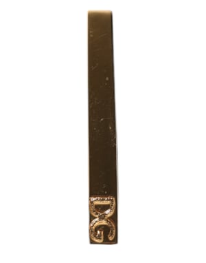 Clip de Corbata de Bronce con Logo en Tono Dorado