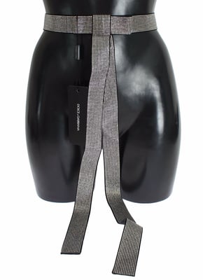 Cinturón de Cintura con Lazo de Cristales de Seda Negra Dolce & Gabbana para Hombre Elegancia