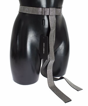 Cinturón de Cintura con Lazo de Cristales de Seda Negra Dolce & Gabbana para Hombre Elegancia