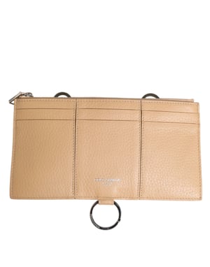 Billetera Portatarjetas Cruce Grande de Piel de Ternera Beige