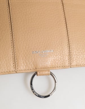 Billetera Portatarjetas Cruce Grande de Piel de Ternera Beige