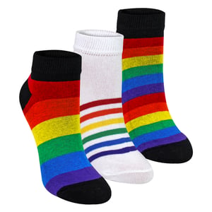 Paquete de 3 calcetines de algodón para niños y niñas con rayas de colores arcoíris