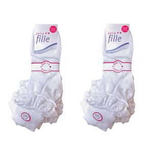 Paquete de 6 calcetines de encaje suaves y franelados para bebés niñas en blanco