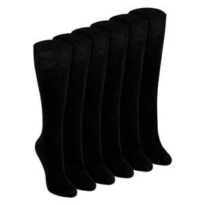 6 Paquetes de Medias para Mujeres 100% Algodón hasta la Rodilla | Medias de Caña Larga con Ribete Sin Elastano