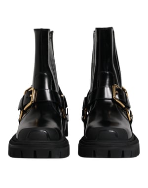 Botines de Cuero Negros con Hebilla
