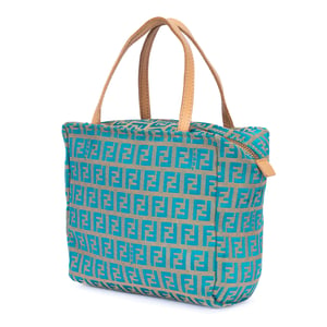 Fendi Zucchino Mini Mini en Beige/Azul Cuero de ternero
