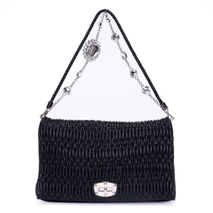 Miu Miu Crystal Cloque  en Black Cuero de ternero