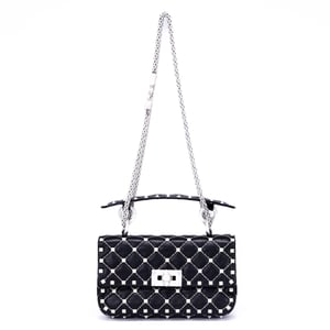 Valentino Rockstud Spike Chain Small en Blanco/Negro Cuero de ternero