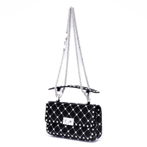 Valentino Rockstud Spike Chain Small en Blanco/Negro Cuero de ternero