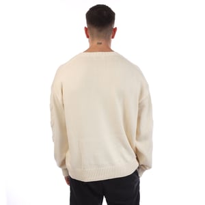 Sudadera de cuello redondo de punto 3D diagonal Off White para hombre en crema