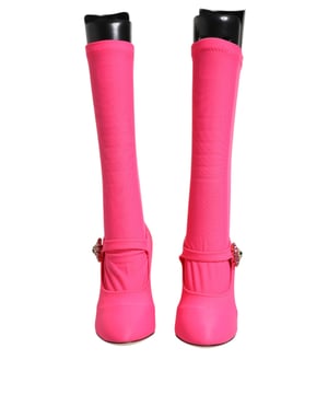 Botas de tela elástica con adornos de cristal