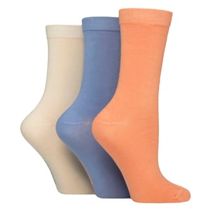 Paquete de 3 calcetines de bambú lisos para mujeres - Calcetines cómodos y transpirables para el uso diario