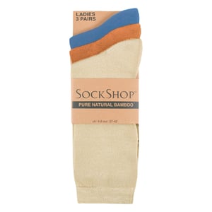 Paquete de 3 calcetines de bambú lisos para mujeres - Calcetines cómodos y transpirables para el uso diario