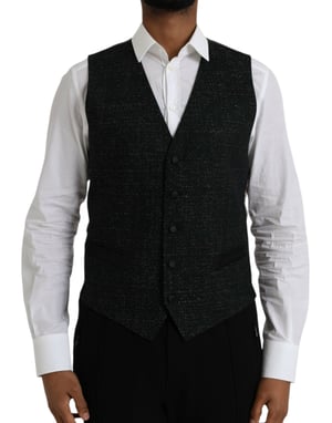 Chaleco Formal de Brillo Negro