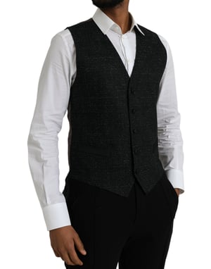 Chaleco Formal de Brillo Negro