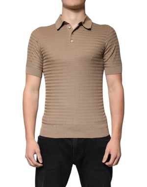Camiseta de punto de polo de manga corta con canalé
