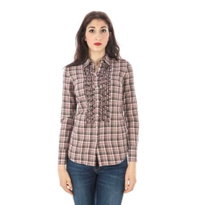 Camisa con Detalle de Volantes a Cuadros