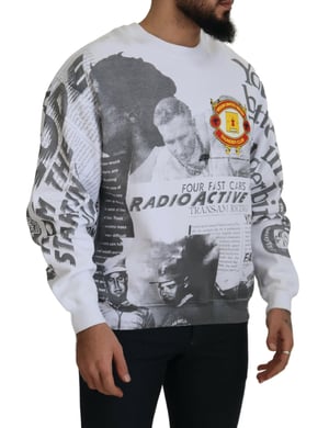 Sudadera de Cuello Redondo con Estampado de Collage