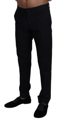 Pantalones de Corte Clásico Negro Sólido