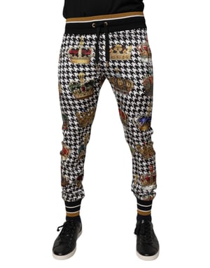 Pantalones de Houndstooth con Estampado de Corona