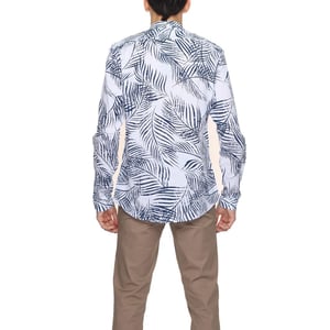 Camisa Casual de Manga Larga con Estampado de Palmera