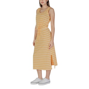 Vestido Midi Rayado con Cintura Ajustable