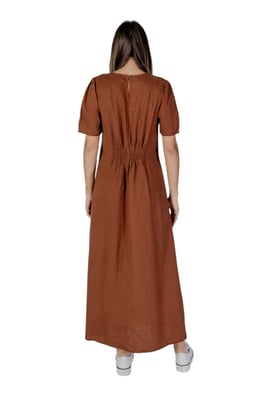 Vestido Maxi de Manga Corta con Escote en V