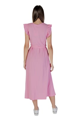 Vestido Midi Casual con Mangas Volantes y Cierre Cruzado