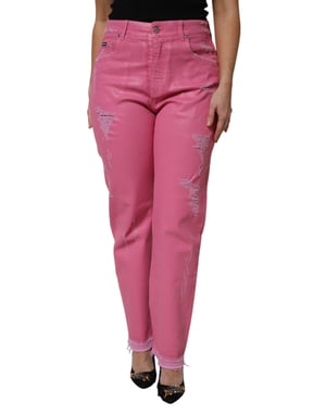 Jeans Rectos de Cintura Alta Desgastados