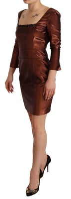 Vestido Mini Metálico Cuello Cuadrado Mangas 3/4