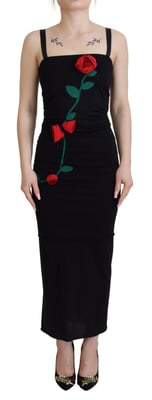 Vestido Midi Bordado de Rosas