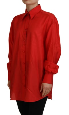 Camisa de Seda Roja de Dolce Gabbana de Manga Larga