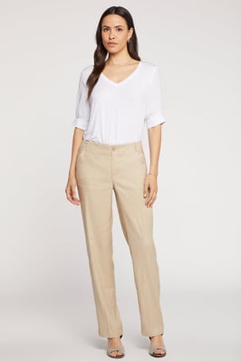Pantalón Marilyn Beige Lino Elástico | Pajilla