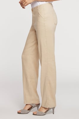 Pantalón Marilyn Beige Lino Elástico | Pajilla