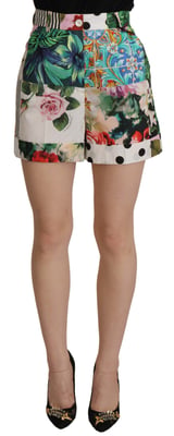 Pantalones Cortos de Cintura Alta con Estampado Floral