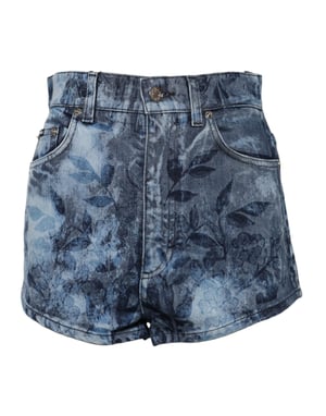 Shorts de Denim con Estampado Floral