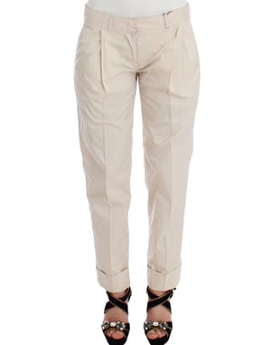 Pantalones Beiges Con Pliegues y Puños