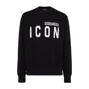 Sudadera Negra De Cuello Redondo Dsquared2 Con Logotipo Icónico Blanco Grande