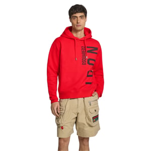 Sudadera Con Capucha Roja Dsquared2 Con Logotipo Icónico Negro Grande