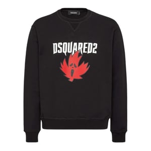 Sudadera Negra De Corte Cool Con Estampado De Hoja De Arce Y Horror De Dsquared2