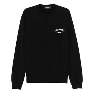 Sudadera Negra De Corte Moderno Con Logotipo Pequeño De Milán De Dsquared2