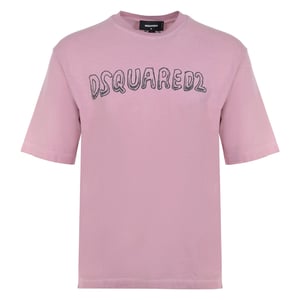 Camiseta Holgada Con Logo De Dibujos Animados Y Degradado De Dsquared2, Color Rosa Polvoriento