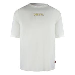 Camiseta Blanca Con El Logotipo Dorado De Diesel
