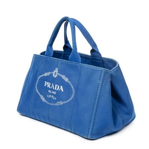 Prada Large Canapa Tote  en Azul Real Lienzo